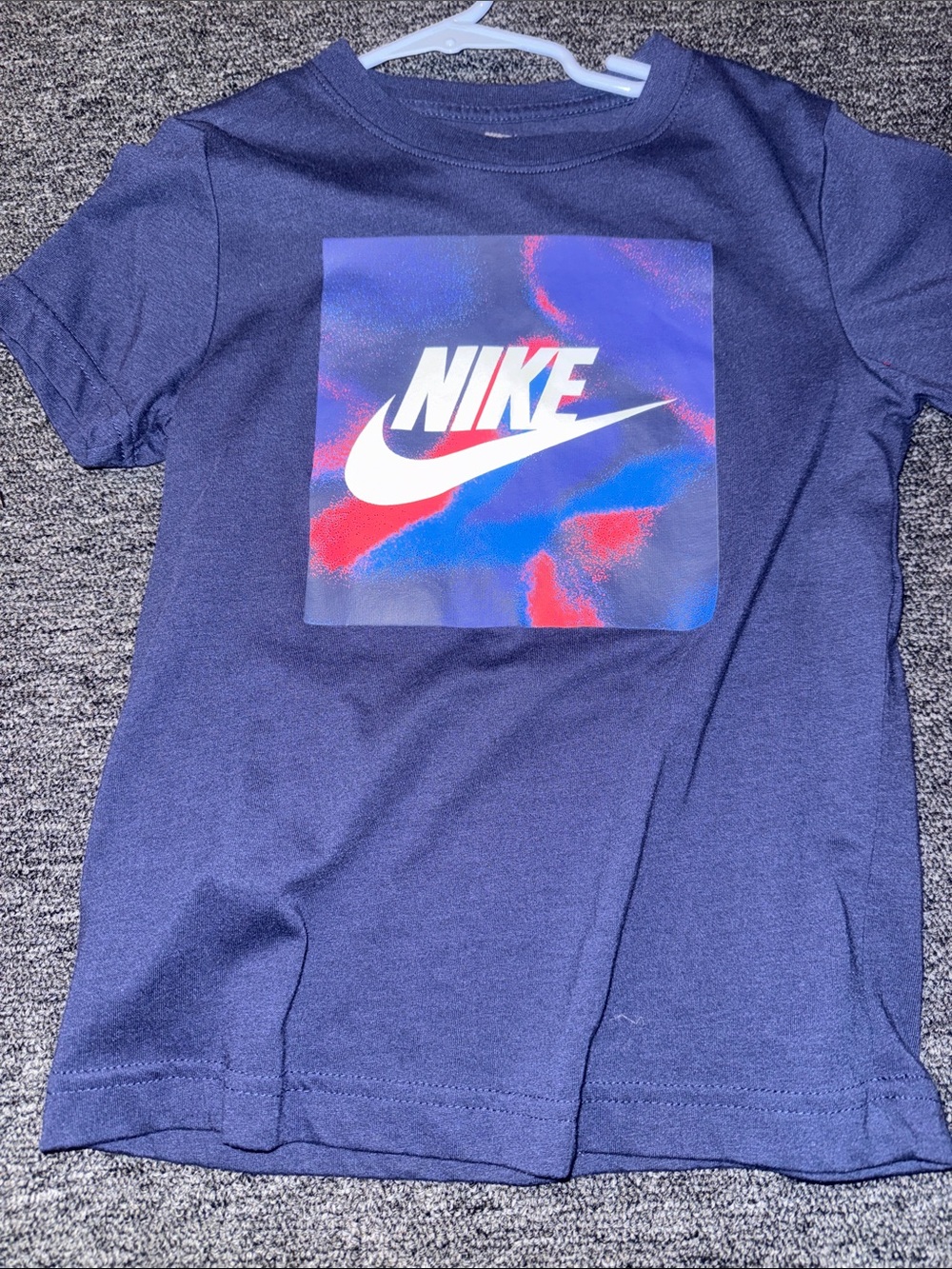 Nike Graphic Tee in Navy with Red & Blue Accent